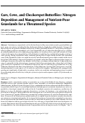 Cover page: Cars, Cows, and Checkerspot Butterflies: Nitrogen Deposition and Management of Nutrient-Poor Grasslands for a Threatened Species