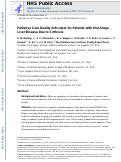 Cover page: Palliative Care Quality Indicators for Patients with End-Stage Liver Disease Due to Cirrhosis