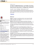 Cover page: A Novel GJA8 Mutation (p.V44A) Causing Autosomal Dominant Congenital Cataract