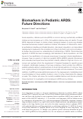 Cover page: Biomarkers in Pediatric ARDS: Future Directions