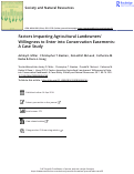 Cover page: Factors Impacting Agricultural Landowners' Willingness to Enter into Conservation Easements: A Case Study