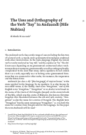 Cover page: The Uses and Orthography of the Verb "Say" in Andaandi (Nile Nubian)