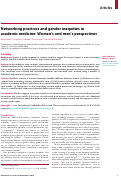 Cover page: Networking practices and gender inequities in academic medicine: Women's and men's perspectives