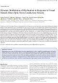 Cover page: Dynamic Modulation of Myelination in Response to Visual Stimuli Alters Optic Nerve Conduction Velocity