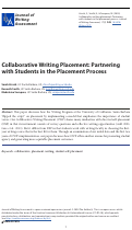 Cover page: Collaborative Writing Placement: Partnering with Students in the Placement Process