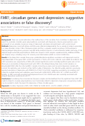 Cover page: FMR1, circadian genes and depression: suggestive associations or false discovery?