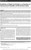 Cover page: Prediction of Daily Food Intake as a Function of Measurement Modality and Restriction Status