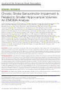 Cover page: Chronic Stroke Sensorimotor Impairment Is Related to Smaller Hippocampal Volumes: An ENIGMA Analysis