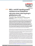 Cover page: IRE1α and IGF signaling predict resistance to an endoplasmic reticulum stress-inducing drug in glioblastoma cells.