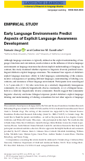 Cover page: Early Language Environments Predict Aspects of Explicit Language Awareness Development