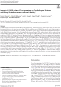 Cover page: Impact of COVID-related Discrimination on Psychological Distress and Sleep Disturbances across Race-Ethnicity