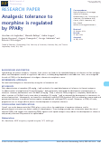 Cover page: Analgesic tolerance to morphine is regulated by PPARγ.