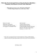 Cover page: Molecular environmental science using synchrotron radiation: Chemistry and physics of waste 
form materials