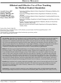 Cover page: Efficient and Effective Use of Peer Teaching for Medical Student Simulation