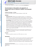 Cover page: Recent progress in the genetics and epigenetics of paraoxonase