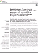 Cover page: Pediatric Acute Promyelocytic Leukemia: Epidemiology, Molecular Features, and Importance of GST-Theta 1 in Chemotherapy Response and Outcome