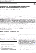 Cover page: Uptake of USPSTF recommendation to refer pregnant individuals for therapy or counseling to prevent perinatal depression