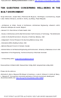 Cover page: Ten questions concerning well-being in the built environment