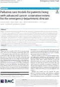 Cover page: Palliative care models for patients living with advanced cancer: a narrative review for the emergency department clinician.