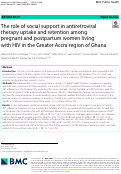 Cover page: The role of social support in antiretroviral therapy uptake and retention among pregnant and postpartum women living with HIV in the Greater Accra region of Ghana.