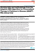 Cover page: Sensing data and methodology from the Adaptive DBS Algorithm for Personalized Therapy in Parkinsons Disease (ADAPT-PD) clinical trial.