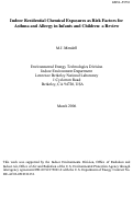 Cover page: Indoor Residential Chemical Exposures as Risk Factors for Asthma and Allergy in Infants and 
Children: a Review