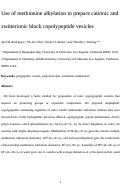 Cover page: Use of Methionine Alkylation to Prepare Cationic and Zwitterionic Block Copolypeptide Vesicles