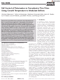 Cover page: Full Control of Polarization in Ferroelectric Thin Films Using Growth Temperature to Modulate Defects