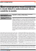 Cover page: Muted extratropical low cloud seasonal cycle is closely linked to underestimated climate sensitivity in models.