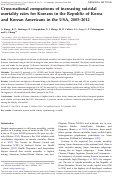 Cover page: Cross-national comparisons of increasing suicidal mortality rates for Koreans in the Republic of Korea and Korean Americans in the USA, 2003–2012