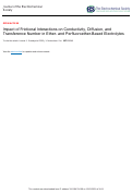 Cover page: Impact of Frictional Interactions on Conductivity, Diffusion, and Transference Number in Ether- and Perfluoroether-Based Electrolytes