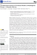 Cover page: Circadian Interventions in Preclinical Models of Huntingtons Disease: A Narrative Review.