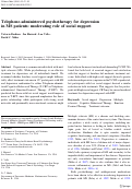 Cover page: Telephone-administered psychotherapy for depression in MS patients: moderating role of social support