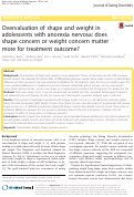 Cover page: Overvaluation of shape and weight in adolescents with anorexia nervosa: does shape concern or weight concern matter more for treatment outcome?