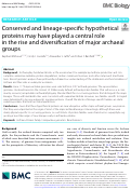 Cover page: Conserved and lineage-specific hypothetical proteins may have played a central role in the rise and diversification of major archaeal groups