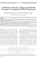 Cover page: In multiple sclerosis, oligoclonal bands connect to peripheral B‐cell responses