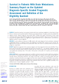 Cover page: Survival in Patients With Brain Metastases: Summary Report on the Updated Diagnosis-Specific Graded Prognostic Assessment and Definition of the Eligibility Quotient.