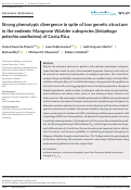 Cover page: Strong phenotypic divergence in spite of low genetic structure in the endemic Mangrove Warbler subspecies (Setophaga petechia xanthotera) of Costa Rica