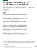 Cover page: Prediagnostic plasma metabolomics and the risk of amyotrophic lateral sclerosis