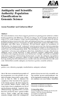 Cover page: Ambiguity and Scientific Authority: Population Classification in Genomic Science