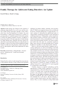 Cover page: Family Therapy for Adolescent Eating Disorders: An Update