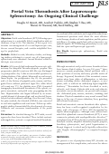 Cover page: Portal vein thrombosis after laparoscopic splenectomy: an ongoing clinical challenge.