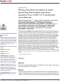 Cover page: Efficacy and safety of anakinra in adults presenting deteriorating respiratory symptoms from COVID-19: A randomized controlled trial