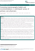 Cover page: Screening mammography beliefs and recommendations: A web-based survey of primary care physicians