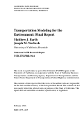 Cover page: Transportation Modeling For The Environment: Final Report