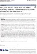 Cover page: Vangl-dependent Wnt/planar cell polarity signaling mediates collective breast carcinoma motility and distant metastasis
