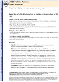 Cover page: Reporting of critical information in studies of pharmacists in HIV care