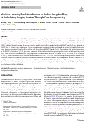 Cover page: Machine Learning Prediction Models to Reduce Length of Stay at Ambulatory Surgery Centers Through Case Resequencing.