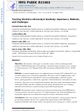 Cover page: Tracking workforce diversity in dentistry: importance, methods, and challenges