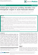Cover page: Global gene expression profiling identifies new therapeutic targets in acute Kawasaki disease